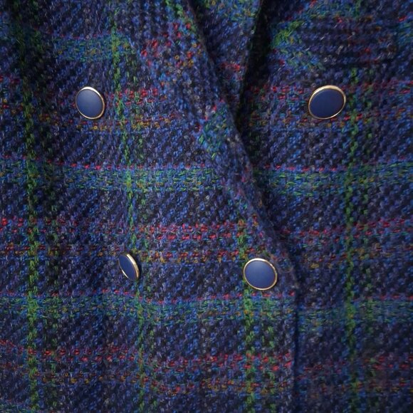 Vintage Plaid Double Breasted Wool Blazer for Women DAMART U.S. Size 8 - Picture 4 of 8